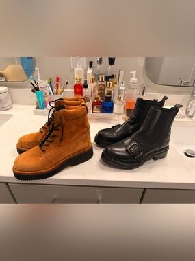 rag & bone Tan Suede Lace-Up Platform Boots